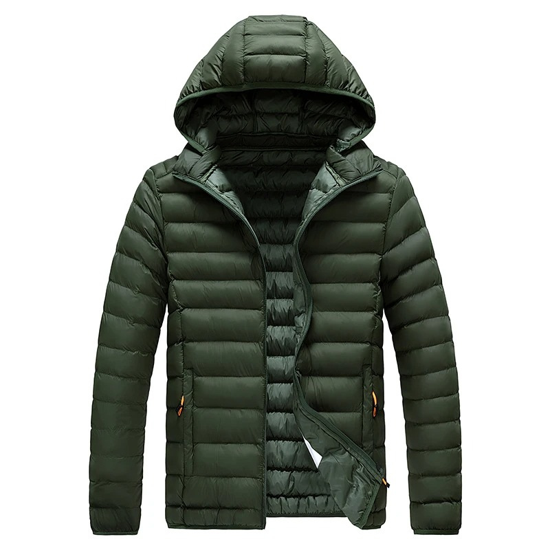 Men’s Quilted Jacket – Slim Fit – Lightweight Insulated – Hooded Water-Resistant