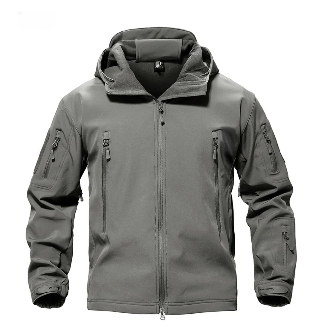 Men’s Softshell Jacket - Windproof - Adjustable Hood - Multiple Zipped Pockets