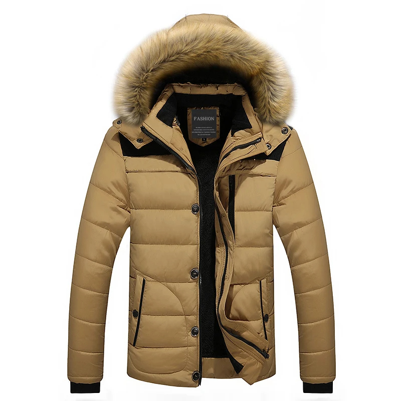 Men’s Parka Jacket – Detachable Fur Hood – Quilted Insulated – Water-Resistant