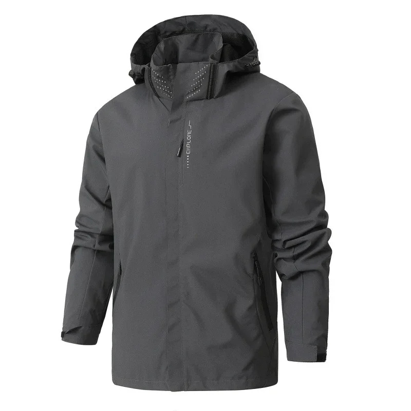 Men’s Waterproof Jacket – Breathable – Windproof – Adjustable Hood – Hip Length Fit