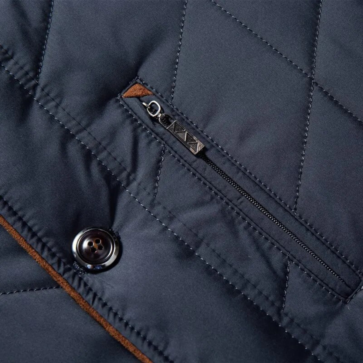 Men’s Quilted Jacket - Insulated Warmth - High Collar - Button & Zip Closure - Smart Casual