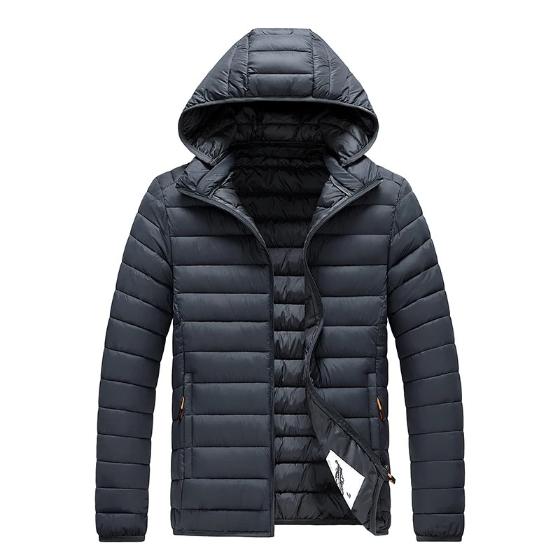 Men’s Quilted Jacket – Slim Fit – Lightweight Insulated – Hooded Water-Resistant