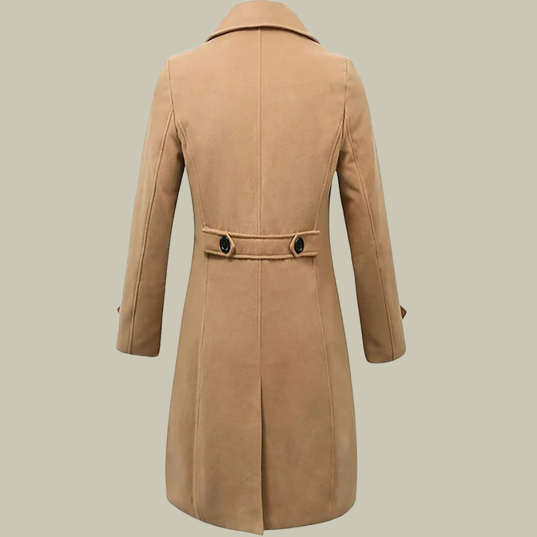 Men’s Long Coat – Wool Blend – Single Breasted – Tailored Fit – Formal Elegant Style