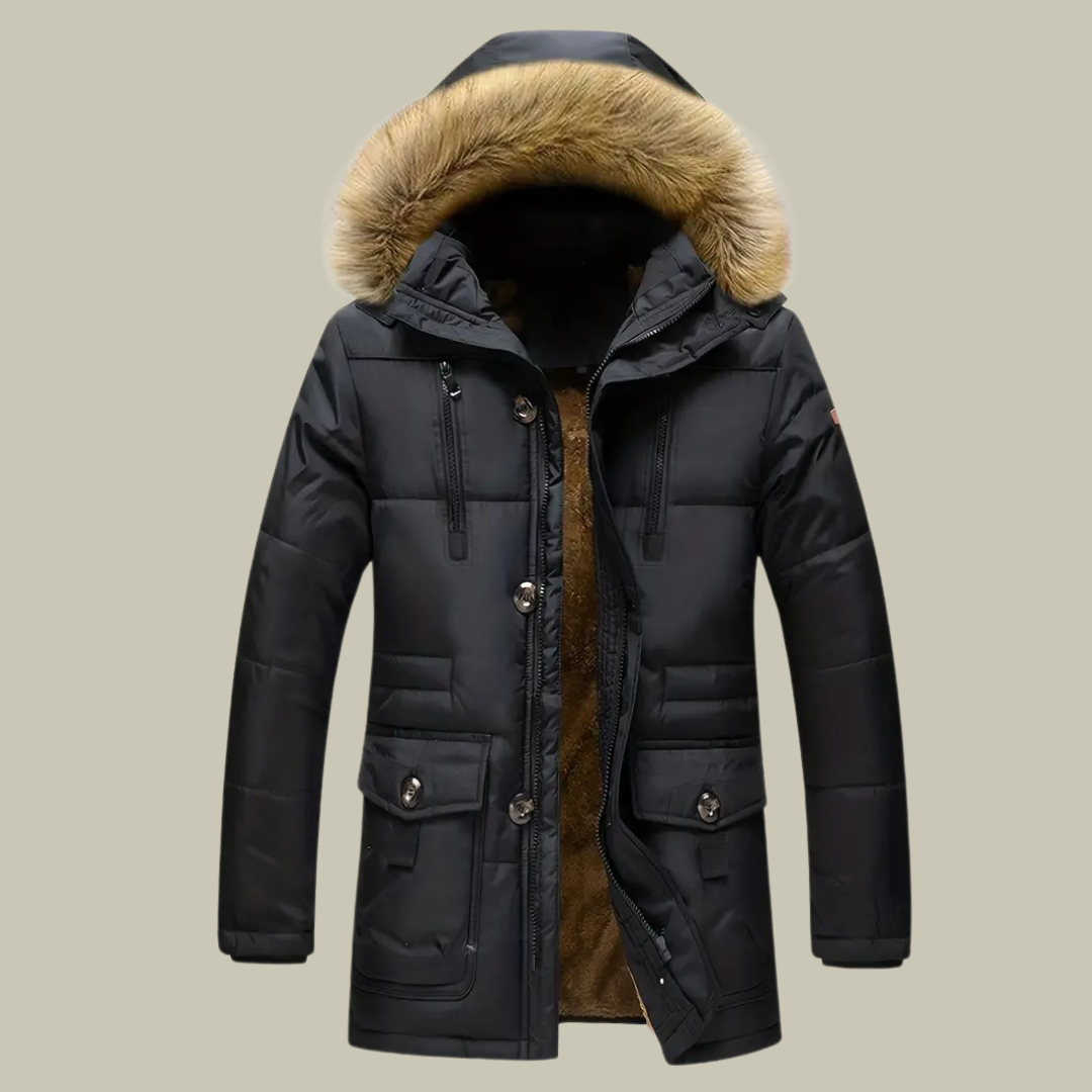 Men’s Parka Jacket – Faux Fur Lined – Water-Resistant – Quilted – Oversized Fit