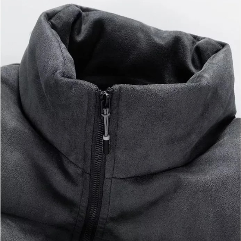Men’s Puffer Jacket – Oversized Fit – Quilted – Drawstring Hem – High Collar