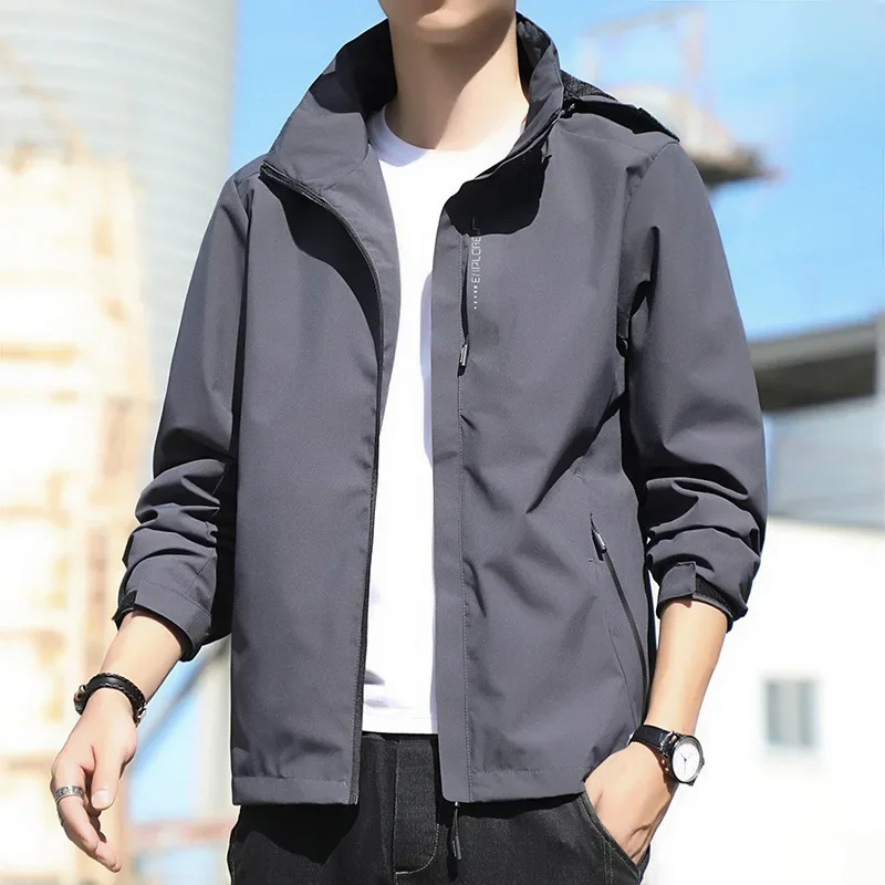 Men’s Raincoat – Regular Fit – Lightweight Waterproof – High Collar – Hip Length