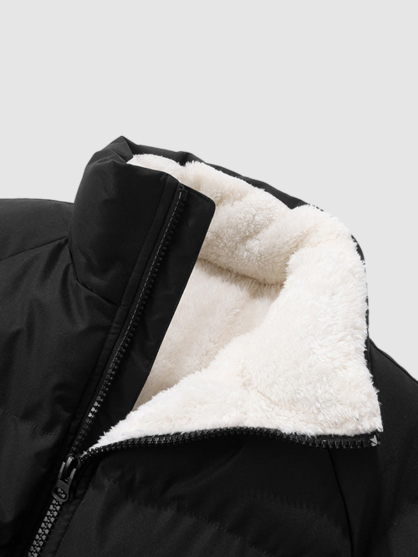 Men’s Puffer Jacket - Quilted Insulated Design - High Collar - Warm Lined Casual Wear