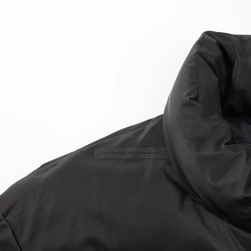 Men’s Puffer Jacket – Quilted Stand Collar – Ribbed Cuffs – Zipper Front Closure
