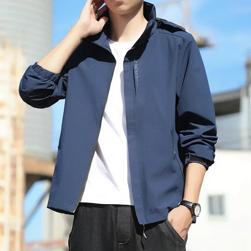 Men’s Raincoat – Regular Fit – Lightweight Waterproof – High Collar – Hip Length