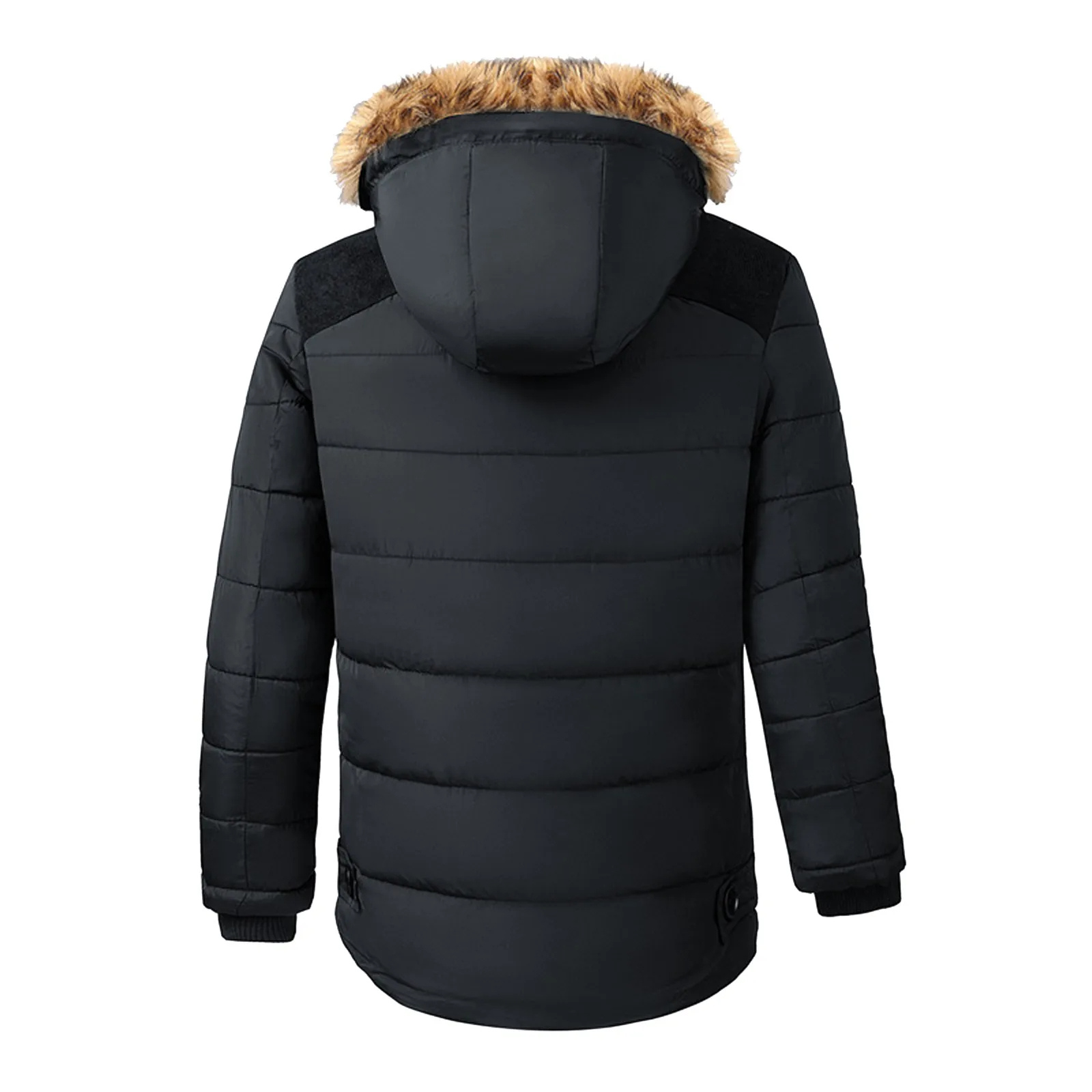 Men’s Parka Jacket – Water-Resistant Mid-Length – Faux Fur Hood – Zip Fastening