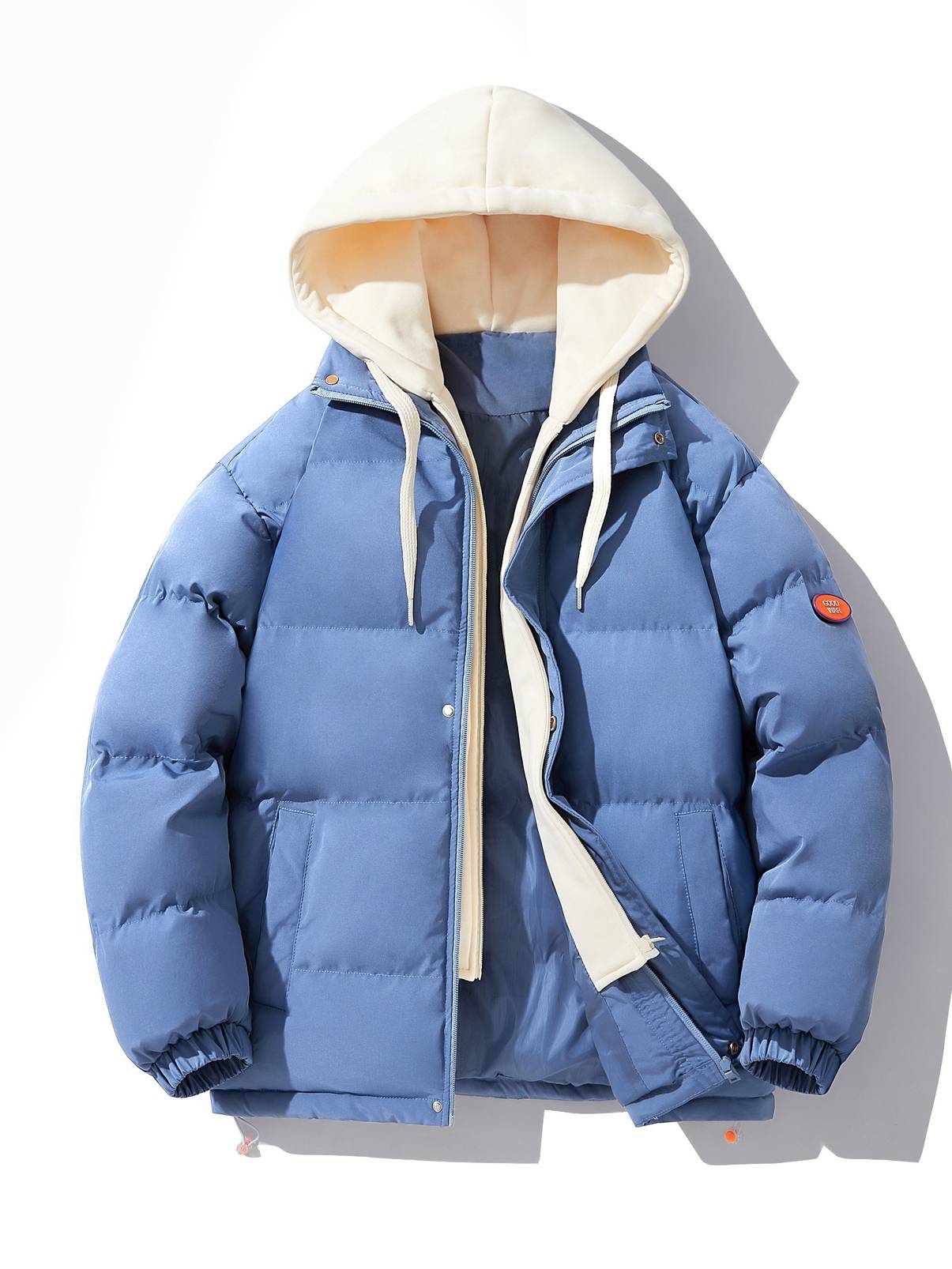 Men's Puffer Jacket - Hooded - Quilted Insulated Warmth - Full Zip Lightweight Outerwear