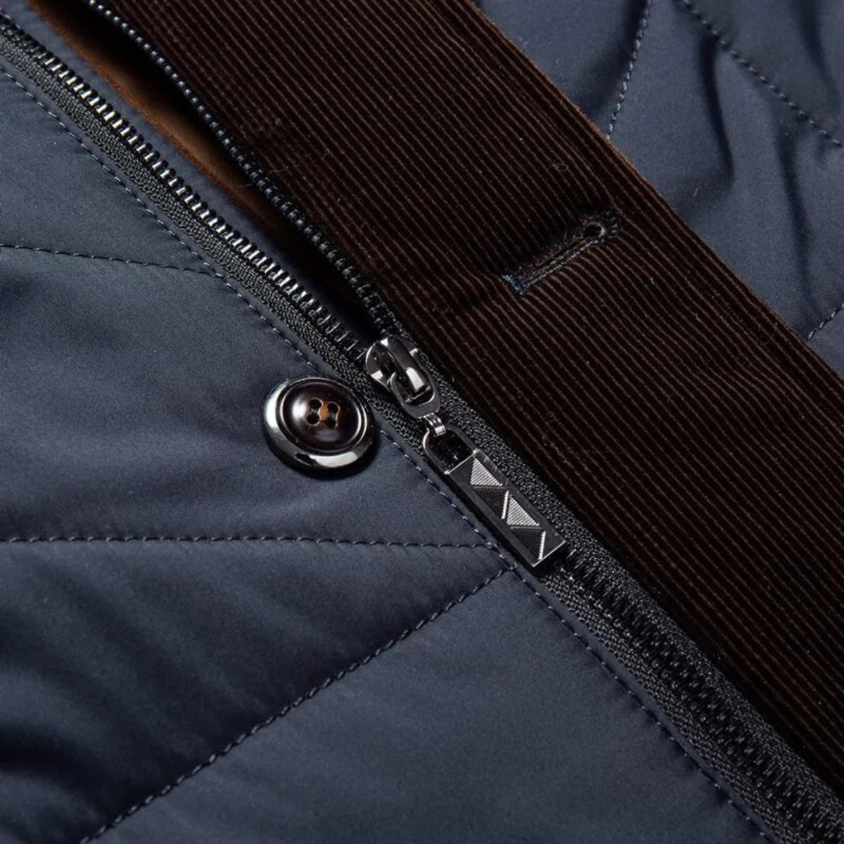 Men’s Quilted Jacket - Insulated Warmth - High Collar - Button & Zip Closure - Smart Casual