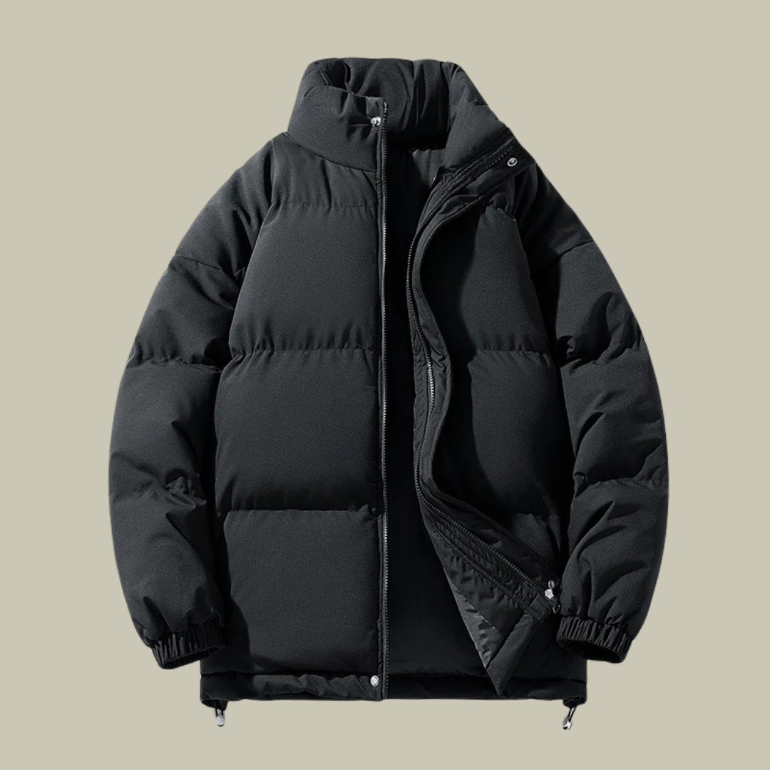 Men’s Puffer Jacket – Relaxed Fit – Quilted Padding – High Collar – Elastic Cuffs