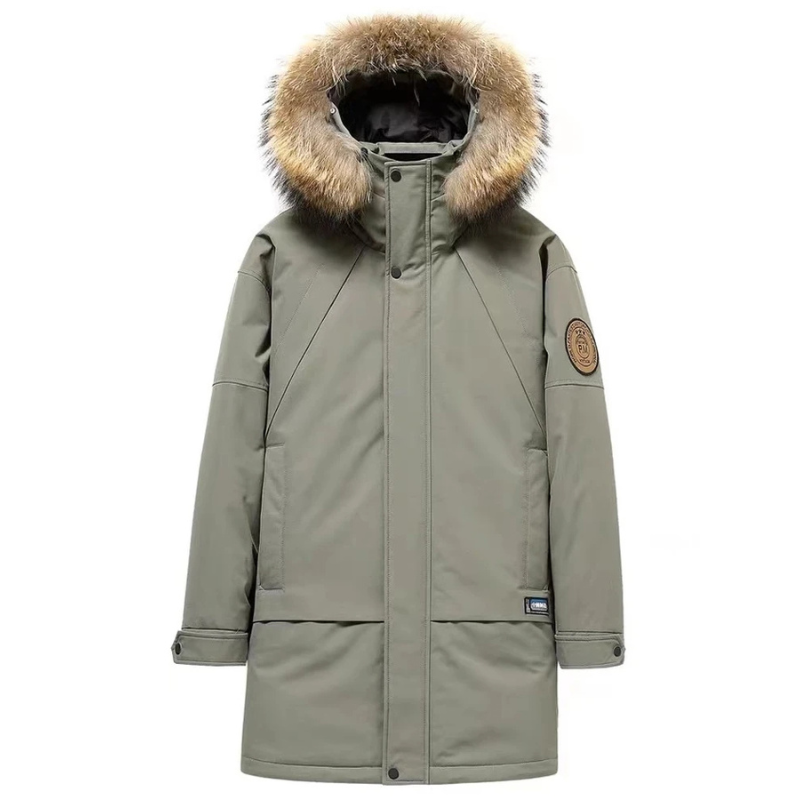 Men’s Parka Jacket – Relaxed Fit – Faux Fur Hood – Windproof Water-Resistant