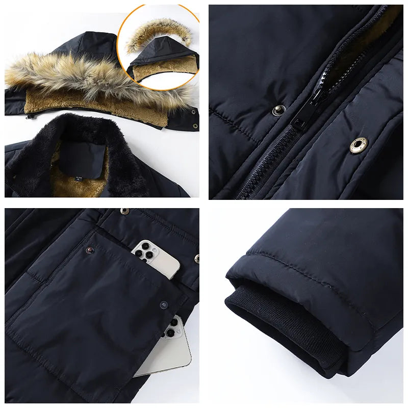 Men’s Padded Jacket – Mid-Length – Fur Hood – Quilted – Regular Fit – Weather-Resistant