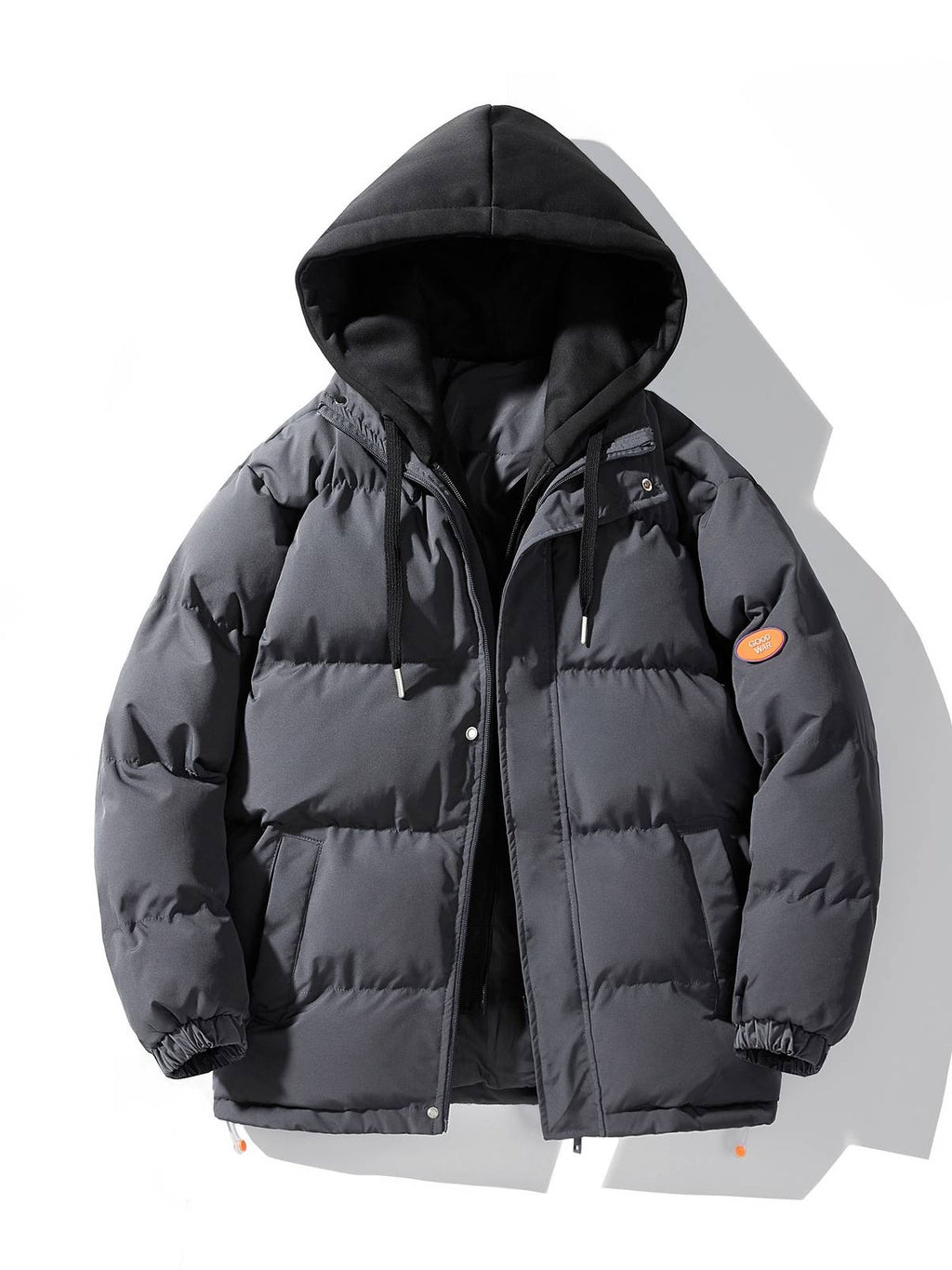 Men's Puffer Jacket - Hooded - Quilted Insulated Warmth - Full Zip Lightweight Outerwear
