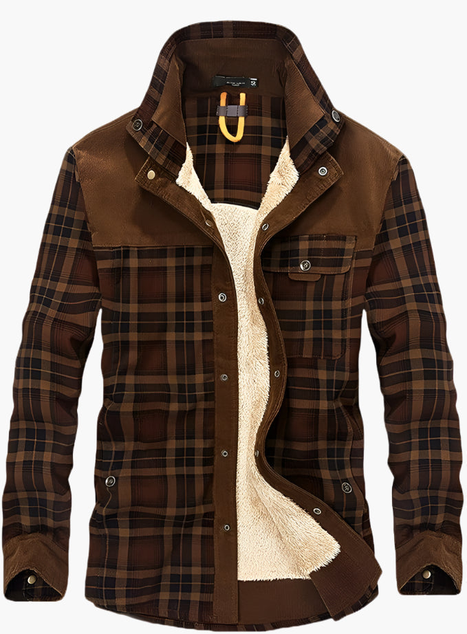 Men’s Shirt Jacket – Relaxed Fit – Fleece Lined – Plaid – Snap Front – Chest Pocket