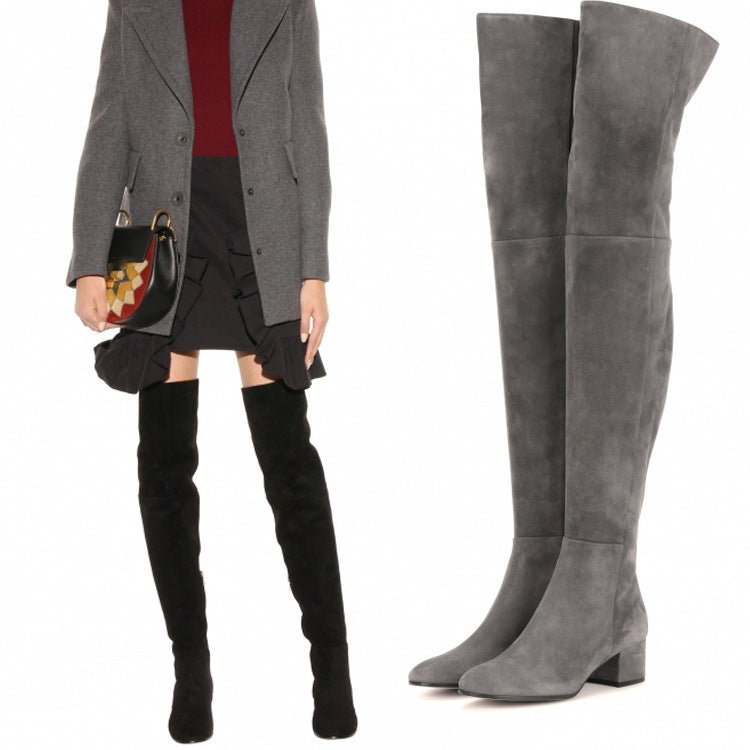 Suede Knee-High Women's Boots | Luxurious Winter Footwear | Timeless Sleek Design