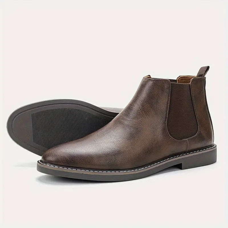 Men’s Ankle Boots – Leather Chelsea Style – Slip-On – Durable Sole – Classic Fit