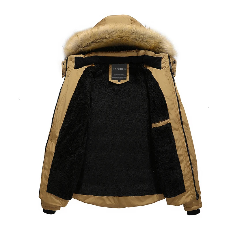 Men’s Parka Jacket – Detachable Fur Hood – Quilted Insulated – Water-Resistant
