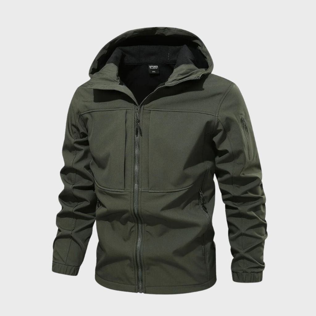 Men’s Waterproof Jacket – Hooded – Zip Pockets – Regular Fit – Wind Resistant