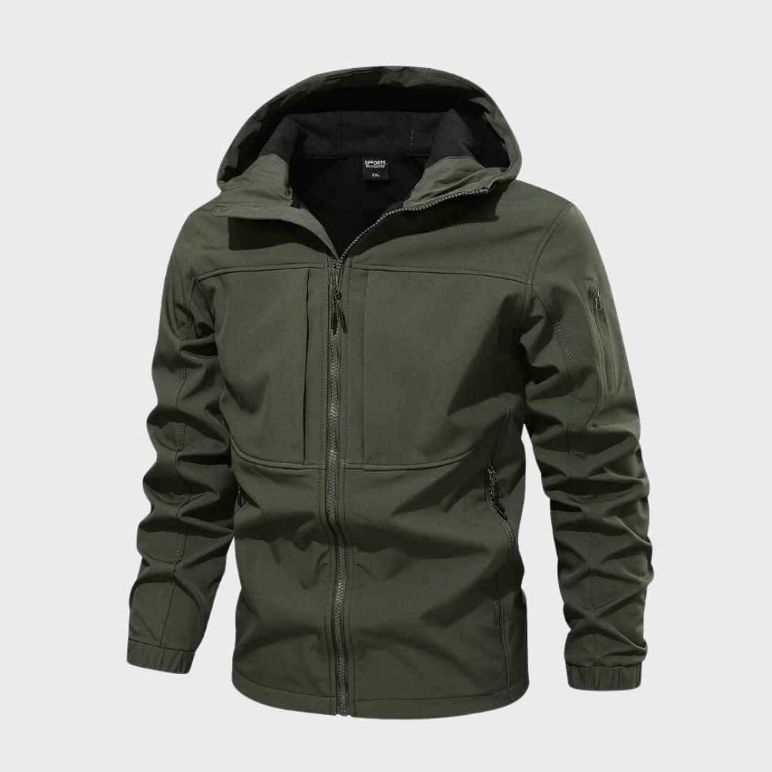 Men’s Waterproof Jacket – Hooded – Zip Pockets – Regular Fit – Wind Resistant