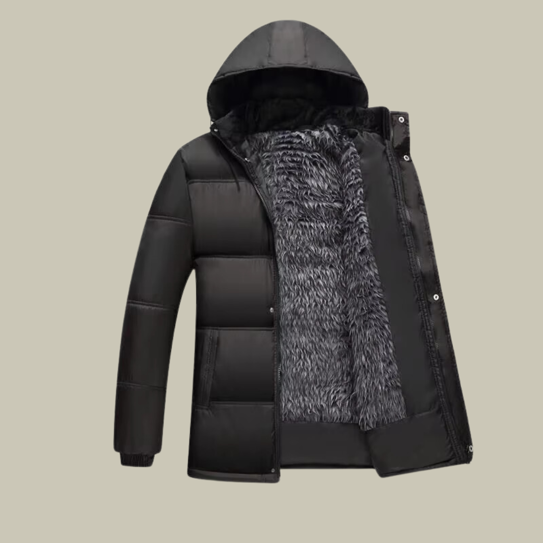 Men’s Parka Jacket – Waterproof – Faux Fur Lined – Hooded – Quilted – Mid Length