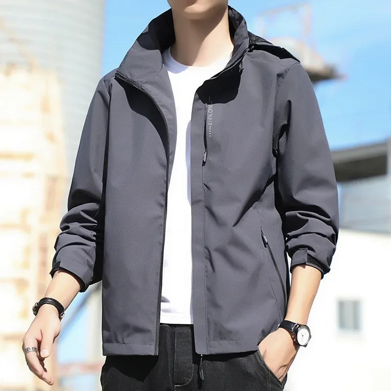 Men’s Raincoat – Regular Fit – Lightweight Waterproof – High Collar – Hip Length