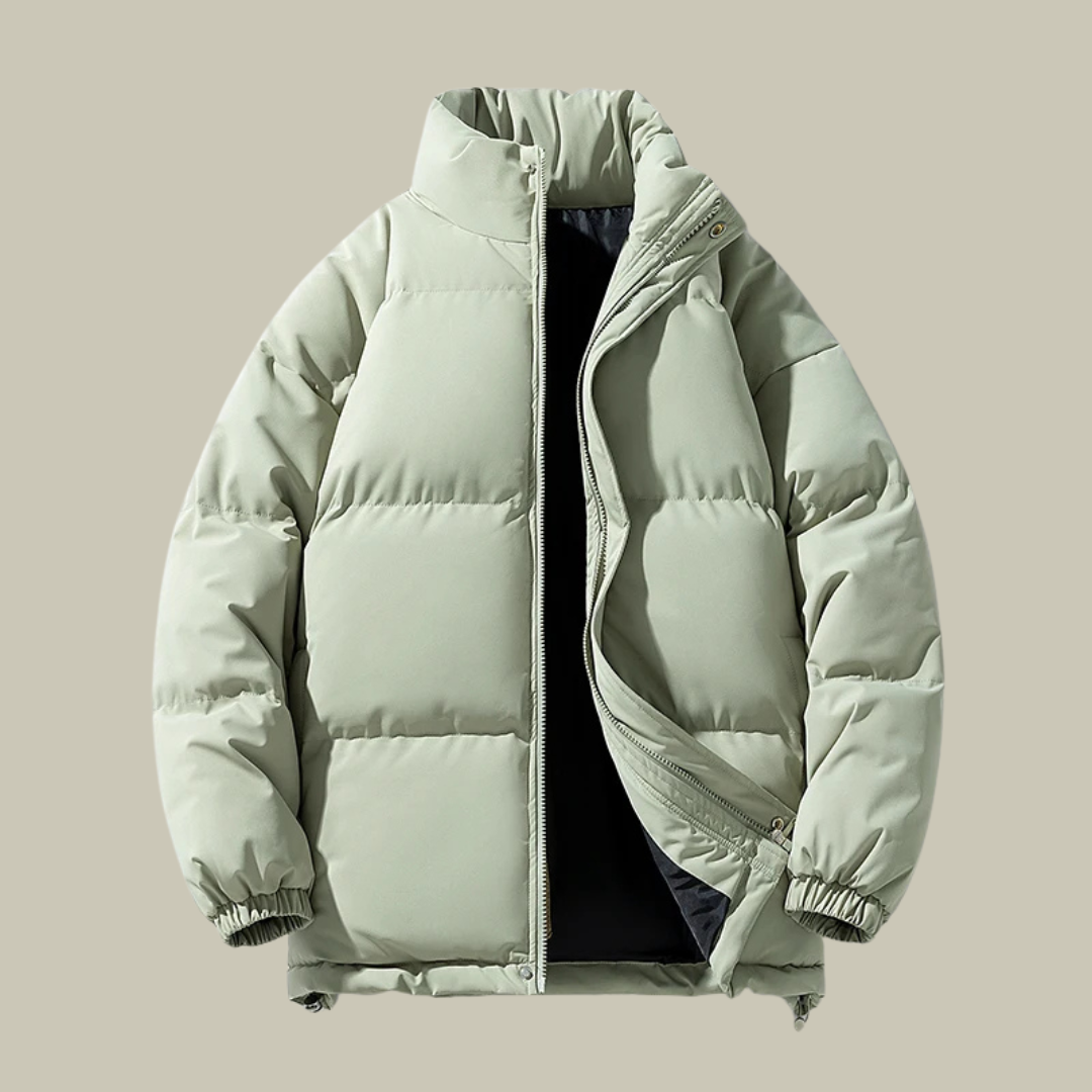 Men’s Puffer Jacket – Relaxed Fit – Quilted Padding – High Collar – Elastic Cuffs