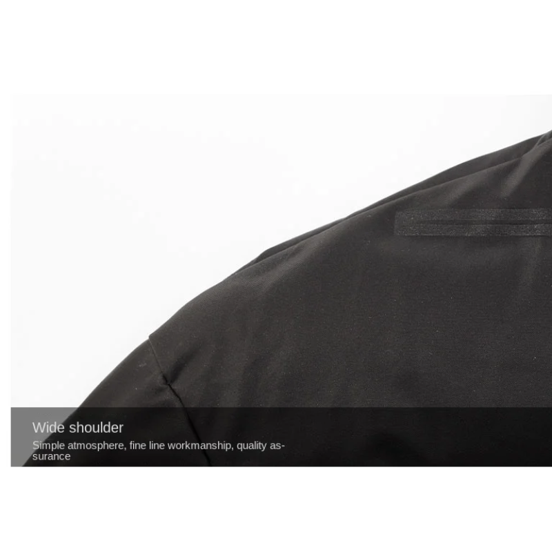 Men’s Puffer Jacket – Quilted Stand Collar – Ribbed Cuffs – Zipper Front Closure