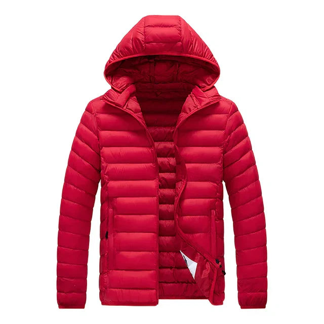 Men’s Quilted Jacket – Regular Fit – Hooded – Water-Resistant – Zipper Closure