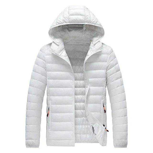 Men’s Quilted Jacket – Regular Fit – Hooded – Water-Resistant – Zipper Closure