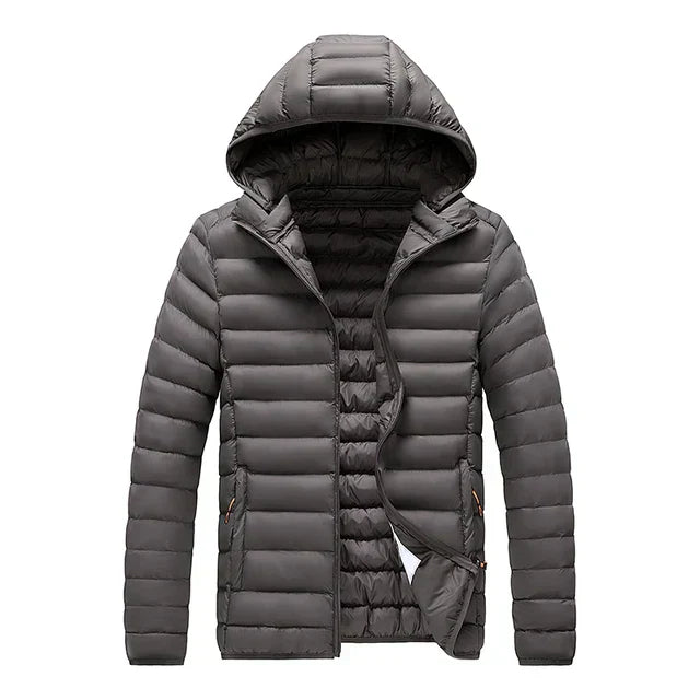 Men’s Quilted Jacket – Regular Fit – Hooded – Water-Resistant – Zipper Closure