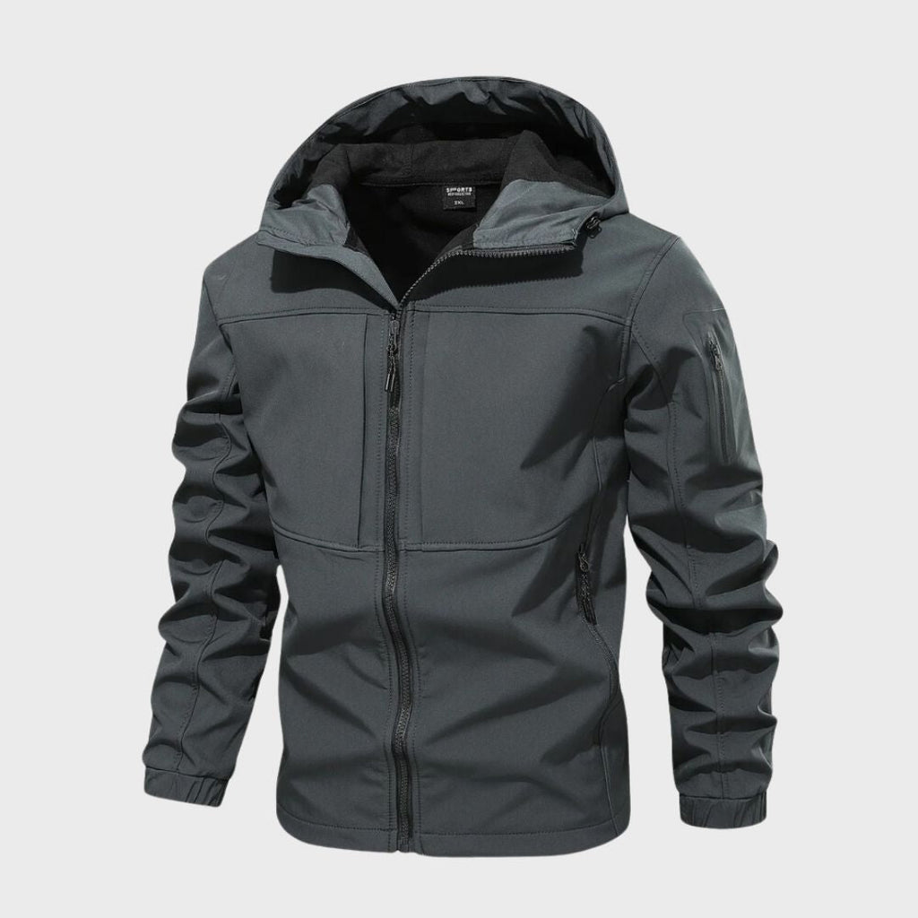 Men’s Waterproof Jacket – Hooded – Zip Pockets – Regular Fit – Wind Resistant