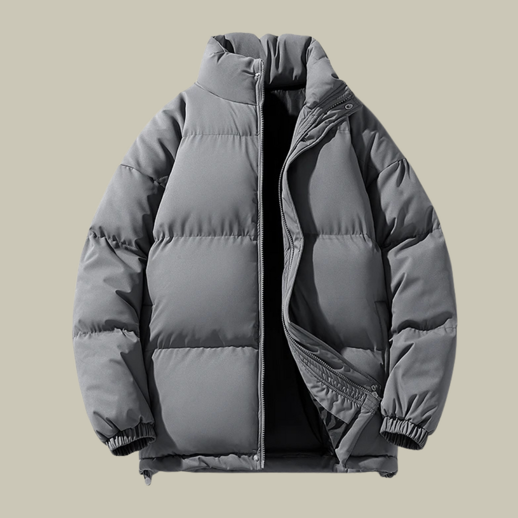 Men’s Puffer Jacket – Relaxed Fit – Quilted Padding – High Collar – Elastic Cuffs