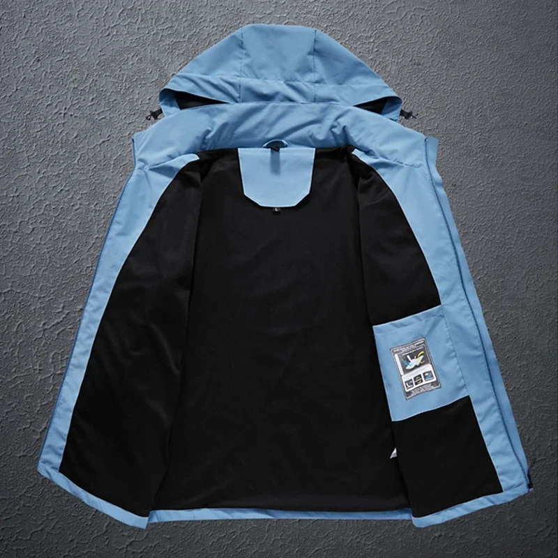 Men’s Waterproof Jacket – Breathable – Windproof – Adjustable Hood – Hip Length Fit