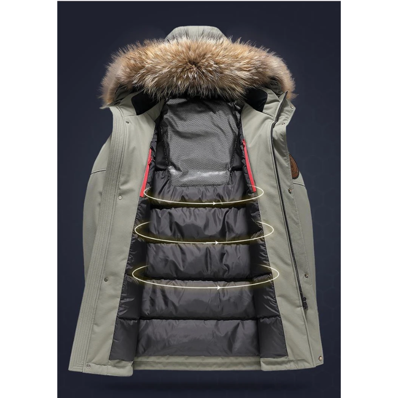 Men’s Parka Jacket – Relaxed Fit – Faux Fur Hood – Windproof Water-Resistant