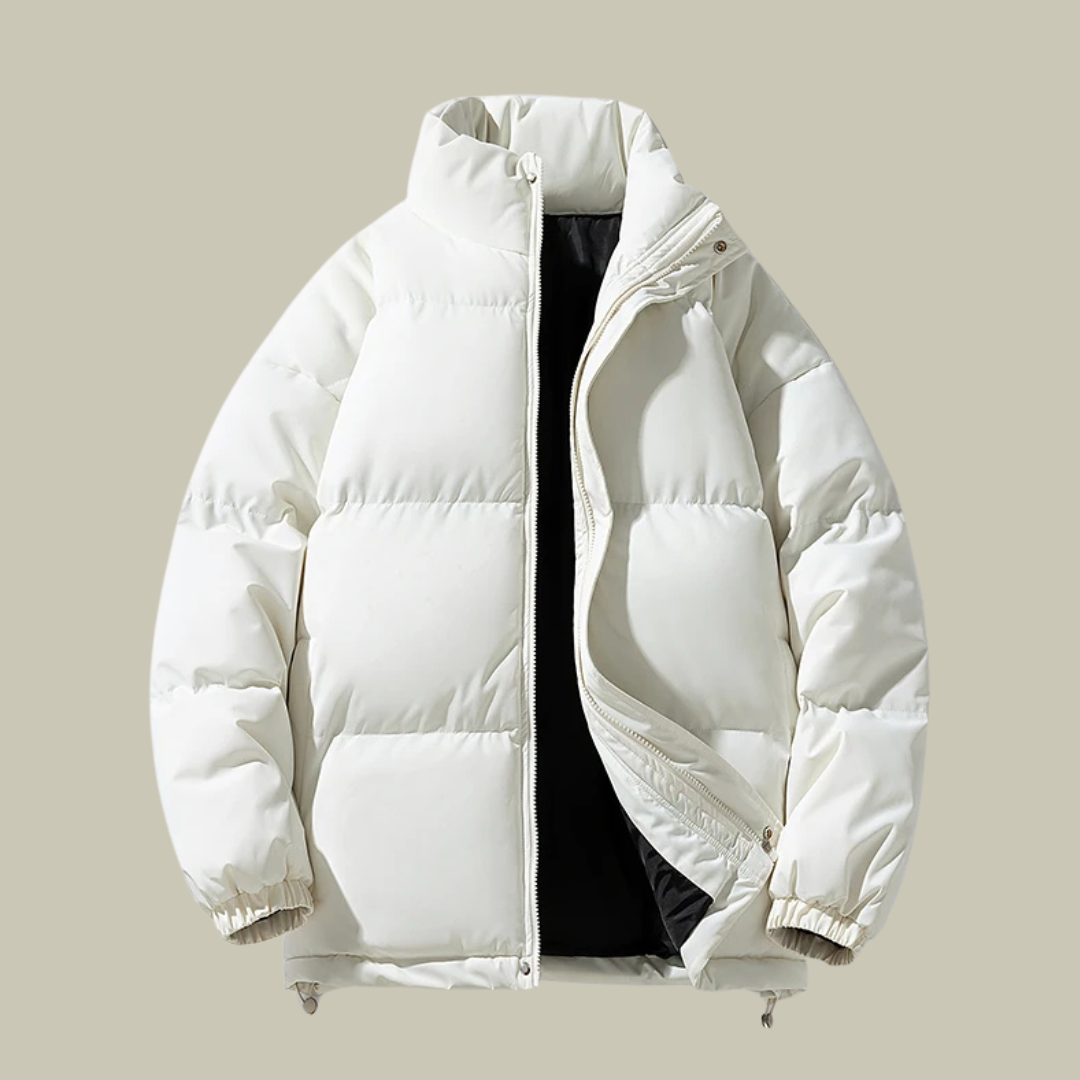 Men’s Puffer Jacket – Relaxed Fit – Quilted Padding – High Collar – Elastic Cuffs