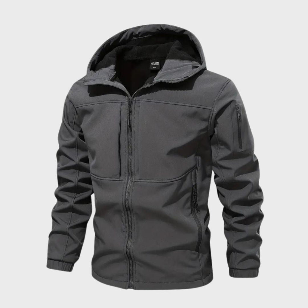 Men’s Waterproof Jacket – Hooded – Zip Pockets – Regular Fit – Wind Resistant