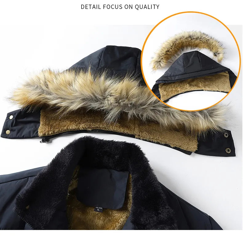 Men’s Padded Jacket – Mid-Length – Fur Hood – Quilted – Regular Fit – Weather-Resistant
