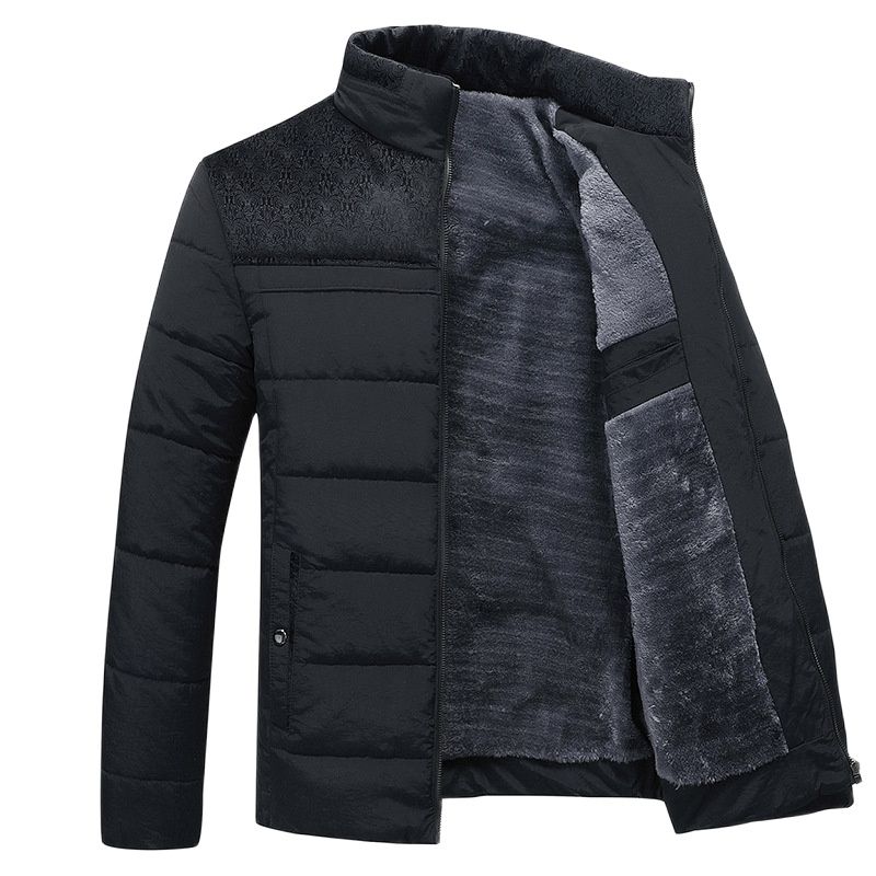 Men’s Quilted Jacket – Regular Fit – Plush Lined – Stand-Up Collar – Textured Shoulders