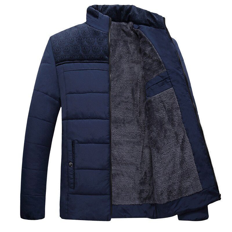 Men’s Quilted Jacket – Regular Fit – Plush Lined – Stand-Up Collar – Textured Shoulders