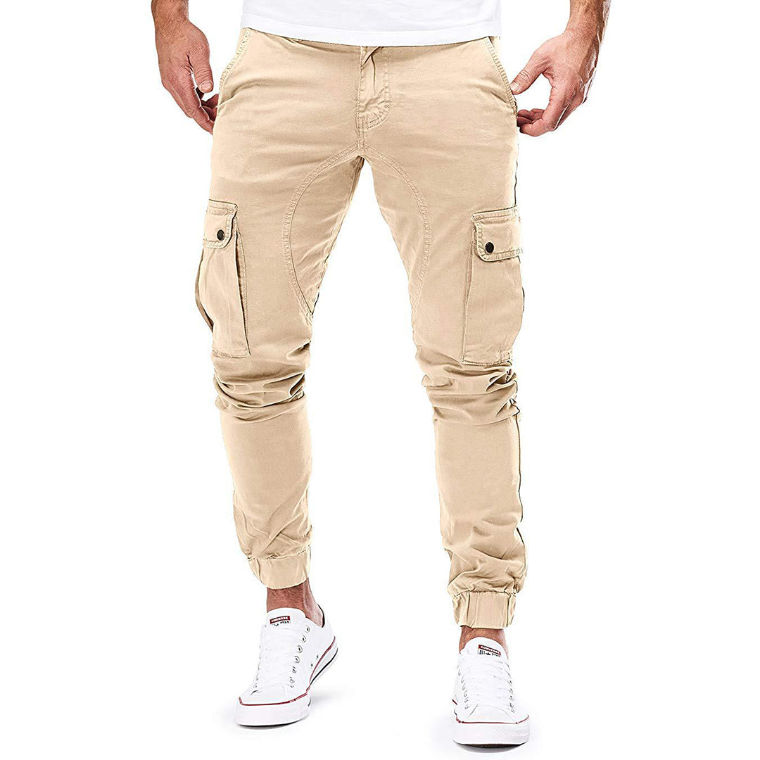 Men’s Cargo Pants – Slim Fit – Cotton Blend – Elastic Waist – Ribbed Cuffs – Multi Pocket