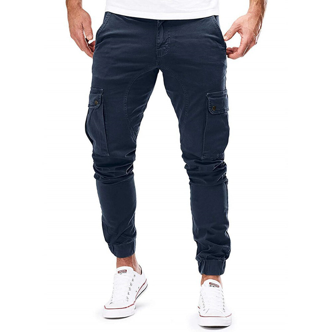 Men’s Cargo Pants – Slim Fit – Cotton Blend – Elastic Waist – Ribbed Cuffs – Multi Pocket