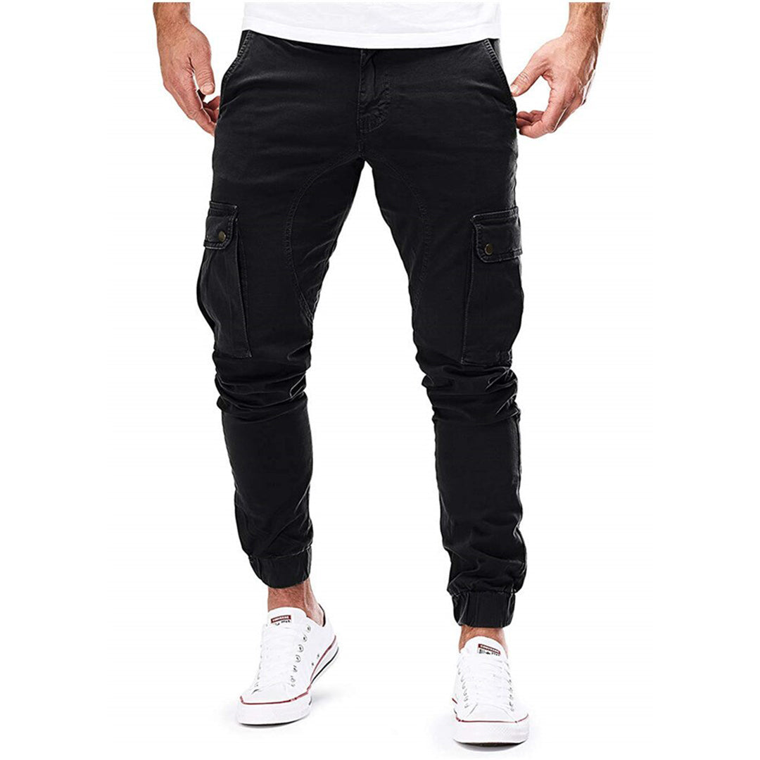 Men’s Cargo Pants – Slim Fit – Cotton Blend – Elastic Waist – Ribbed Cuffs – Multi Pocket