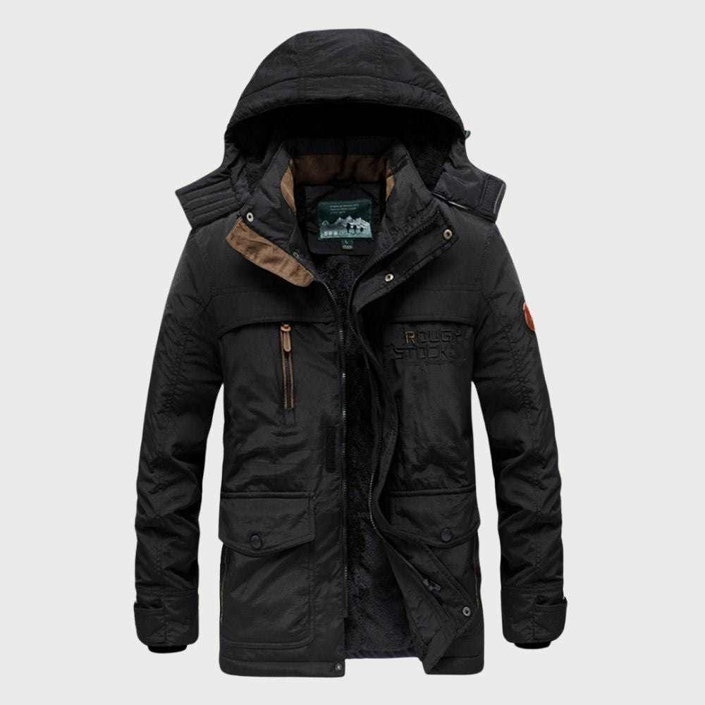 Men’s Hooded Jacket – Waterproof – Insulated – Structured Fit – Multiple Pockets
