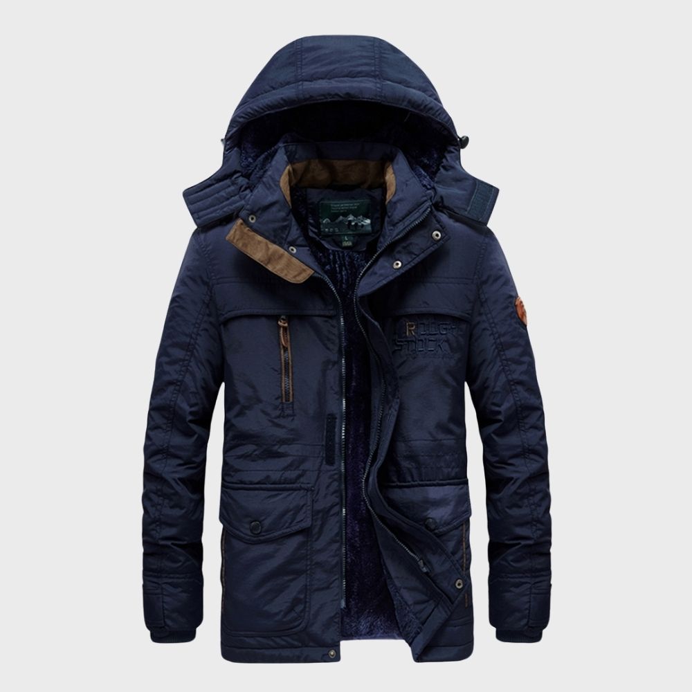 Men’s Hooded Jacket – Waterproof – Insulated – Structured Fit – Multiple Pockets