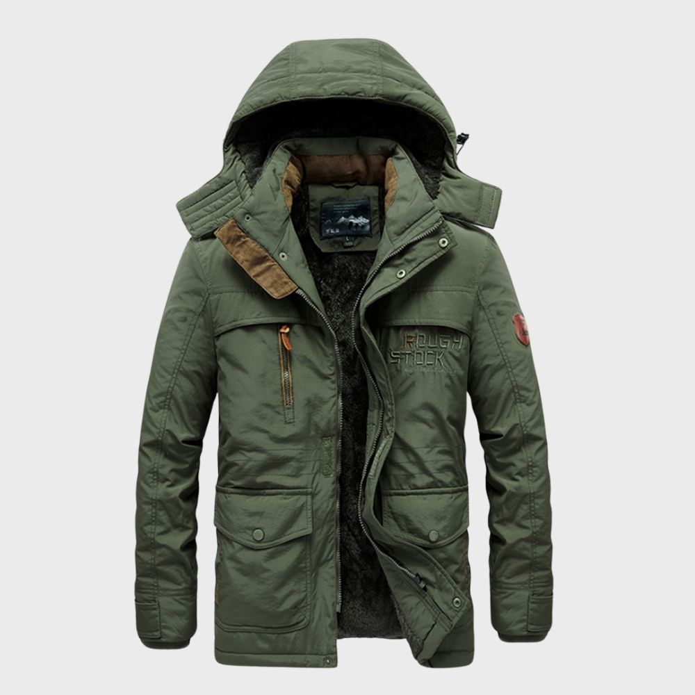 Men’s Hooded Jacket – Waterproof – Insulated – Structured Fit – Multiple Pockets