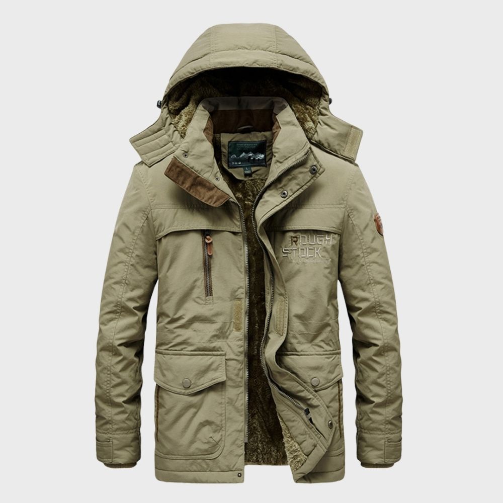 Men’s Hooded Jacket – Waterproof – Insulated – Structured Fit – Multiple Pockets