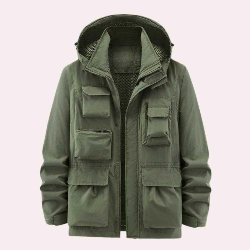 Men’s Jacket – Lightweight Quick-Drying – Utility Pockets – Adjustable Hood